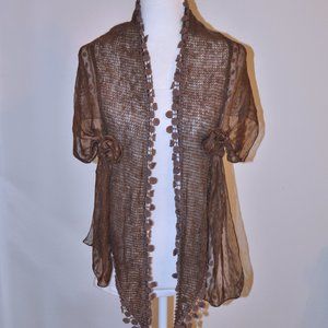 Brown Lace Woven Shawl Scarf